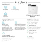HP LaserJet Enterprise M610dn Black and white Printer, Ethernet Only; Duplex