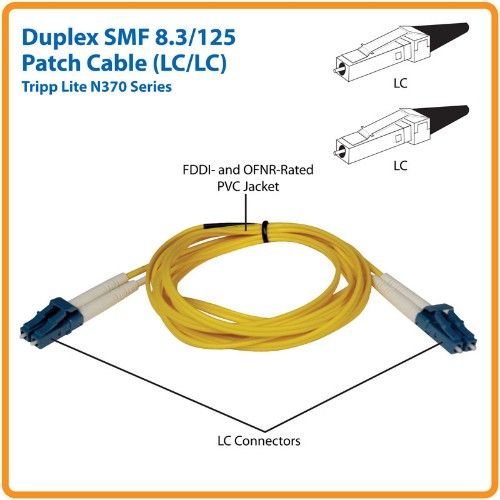 Tripp Lite N370-05M InfiniBand/fibre optic cable 196.9" (5 m) 2x LC OFNR Blue, Yellow