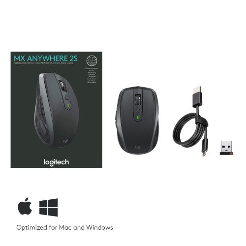Logitech MX Anywhere 2S Wireless Mobile mouse Office Right-hand RF Wireless + Bluetooth 4000 DPI