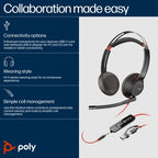 HP Poly Blackwire 5220 Stereo USB-C Headset +3.5mm Plug +USB-C/A Adapter (Bulk)