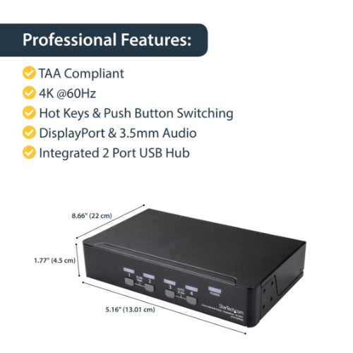 StarTech.com SV431DPUA2 KVM switch Rack mounting Black