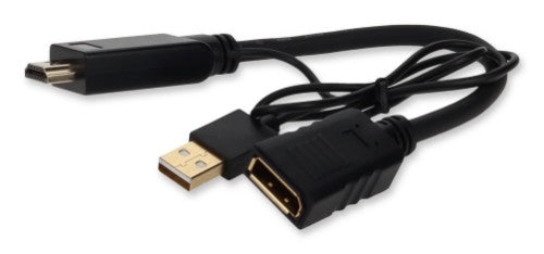 AddOn Networks HDMI2DPUSB video cable adapter 7.87" (0.2 m) HDMI Type A (Standard) DisplayPort Black