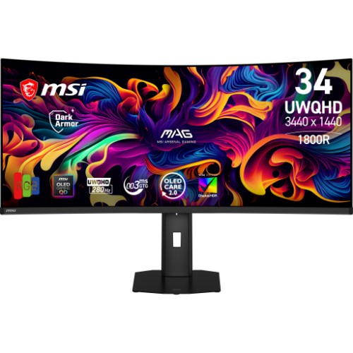 MSI MAG 341CQP QD-OLED X28 computer monitor 34" 3440 x 1440 pixels UltraWide Quad HD Black
