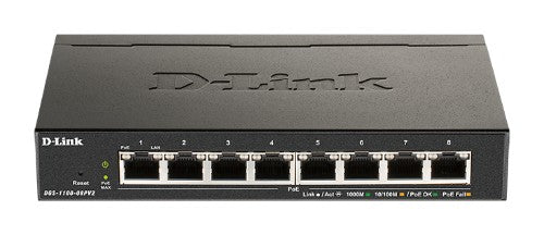D-Link DGS-1100-08PV2/B Managed L2/L3 Gigabit Ethernet (10/100/1000) Power over Ethernet (PoE) Black