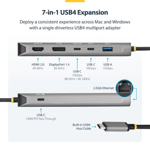 StarTech.com 174B-USB4-MULTIPORT laptop dock/port replicator Wired Gray
