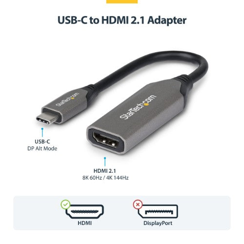 StarTech.com 112B-USBC-HDMI21 video cable adapter 7.87" (0.2 m) USB Type-C HDMI Type A (Standard) Gray