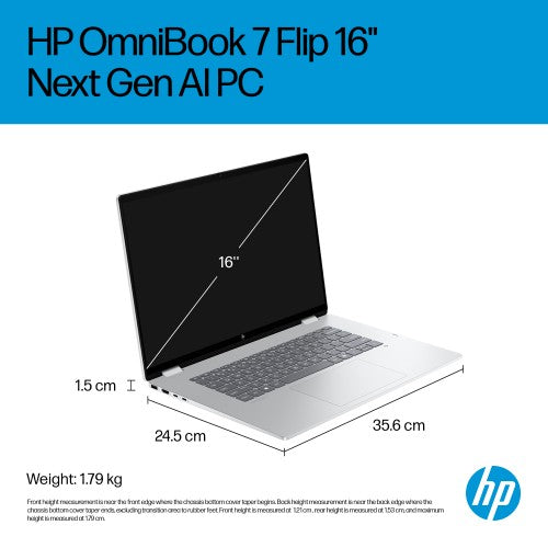 HP OmniBook 7 FlipNGAI 16-au0000nr Copilot+ PC Intel Core Ultra 5 226V Hybrid (2-in-1) 16" Touchscreen 2K 16 GB LPDDR5x-SDRAM 512 GB SSD Wi-Fi 6E (802.11ax) Windows 11 Home Silver