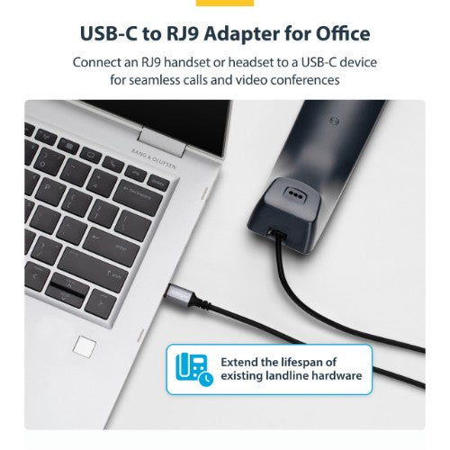 StarTech.com UR9-HEADSET-ADAPTER cable gender changer USB-C RJ-9 Black