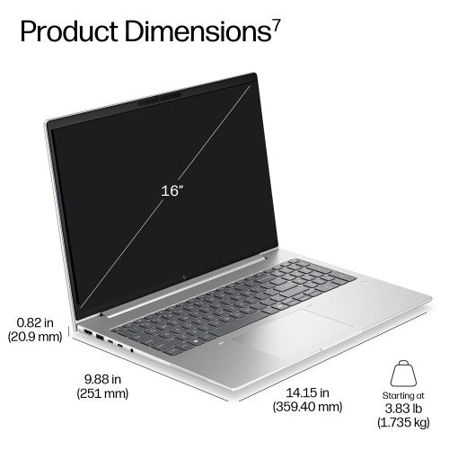 HP EliteBook 6 G2i 16 inch Notebook Next Gen AI PC Wolf Pro Security Edition Copilot+ PC 325 Laptop 16" WUXGA 16 GB DDR5-SDRAM 512 GB SSD Wi-Fi 7 (802.11be) Windows 11 Pro Silver