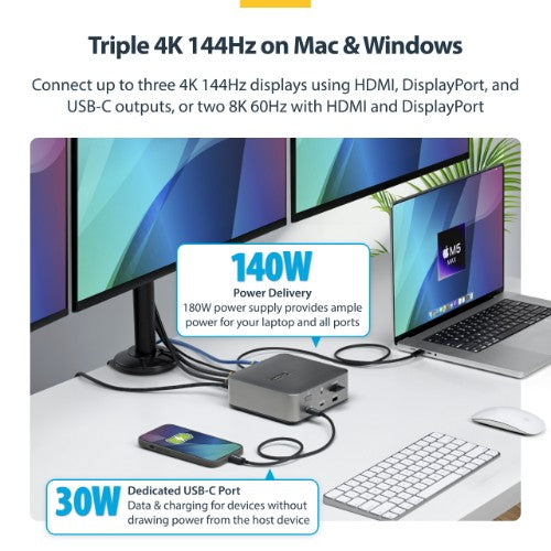 StarTech.com 215N-TB5USB4DOCK laptop dock/port replicator Wired Thunderbolt 5 Gray