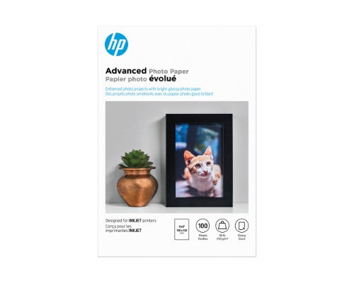 HP Advanced Photo Paper, Glossy, 65 lb, 4 x 6 in. (101 x 152 mm), 100 sheets