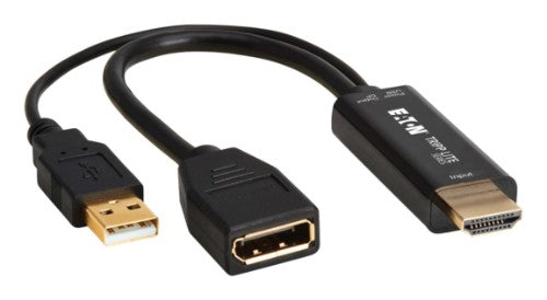 Tripp Lite P130-06N-DP-4K6 video cable adapter 10" (0.254 m) HDMI Type A (Standard) DisplayPort + USB Type-A Black