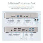 StarTech.com 132N-TB4USB4DOCK laptop dock/port replicator Wired Thunderbolt 4 Gray