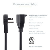 StarTech.com RTPAC1016 power cable Black 70.9" (1.8 m) NEMA 5-15P NEMA 5-15R