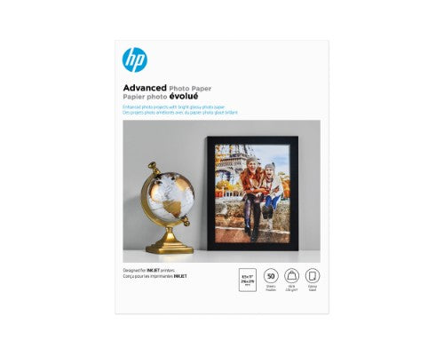 HP Advanced Photo Paper, Glossy, 65 lb, 8.5 x 11 in. (216 x 279 mm), 50 sheets