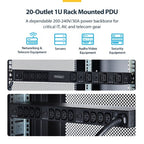 StarTech.com 2030B8H-RACK-PDU-IC power distribution unit (PDU) 20 AC outlet(s) 1U Black