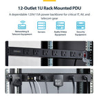 StarTech.com 1215B8H-RACK-PDU-RA power distribution unit (PDU) 12 AC outlet(s) 1U Black