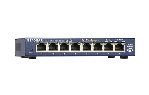 NETGEAR GS108 Unmanaged Gigabit Ethernet (10/100/1000) Desktop Blue