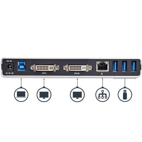 StarTech.com USB3SDOCKDD laptop dock/port replicator Wired USB 3.2 Gen 1 (3.1 Gen 1) Type-B Black, Silver