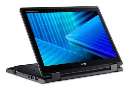 Acer TravelMate Spin B3 TMB312R-31-C45D Hybrid (2-in-1) 12.2" Touchscreen WUXGA 4 GB LPDDR5-SDRAM 128 GB eMMC Wi-Fi 7 (802.11be) Windows 11 Pro Education Black