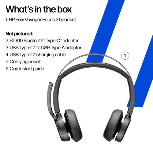 HP Poly Voyager Focus 2 USB-C-C Headset +USB-C/A Adapter TAA