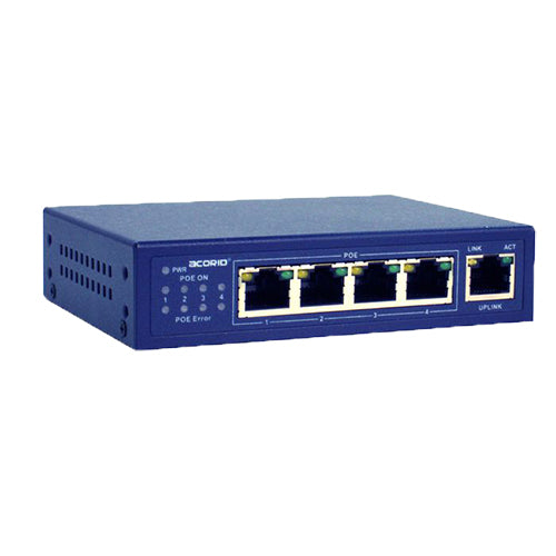 4XEM 4XLS5004P255 network switch Unmanaged Power over Ethernet (PoE) Blue