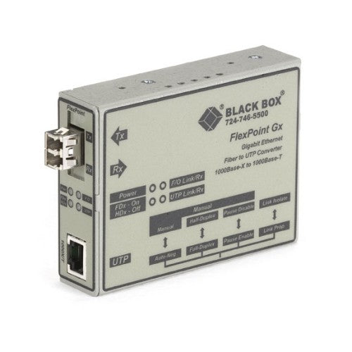 Black Box FlexPoint 1000BASE-T to 1000BASE-SX, LC network media converter 1000 Mbit/s 850 nm Multi-mode