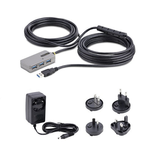 StarTech.com U01043-USB-EXTENDER interface hub USB 3.2 Gen 1 (3.1 Gen 1) Type-A 5000 Mbit/s Black, Silver