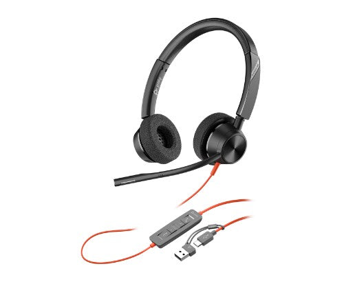 HP Poly Blackwire 3320 Microsoft Teams Certified Headset +USB-C/A Adapter TAA