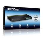 Trendnet TPE-TG160G network switch Unmanaged L2 Gigabit Ethernet (10/100/1000) Power over Ethernet (PoE) 1U Black