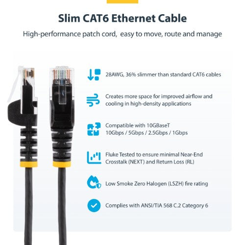 StarTech.com N6PAT6INBKS networking cable Black 7.87" (0.2 m) Cat6 U/UTP (UTP)