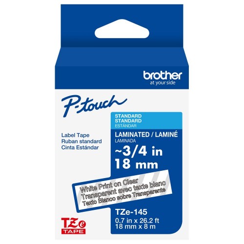 Brother TZE145G label-making tape White on transparent TZe
