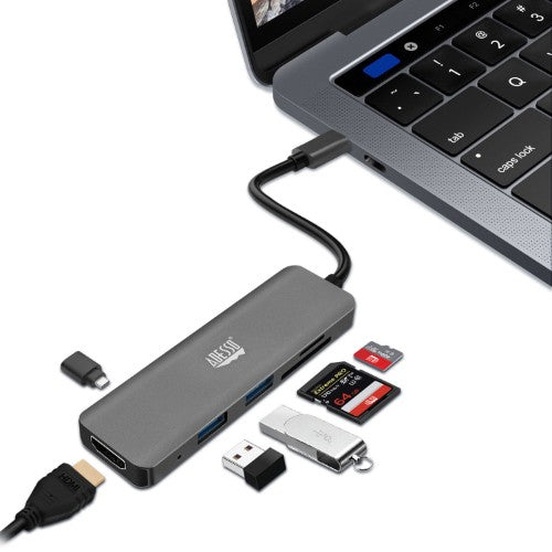 Adesso AUH-4020 laptop dock/port replicator Thunderbolt 3 Aluminum