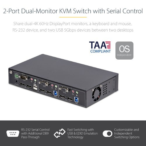 StarTech.com P2DD46A22-KVM-SWITCH KVM switch Black