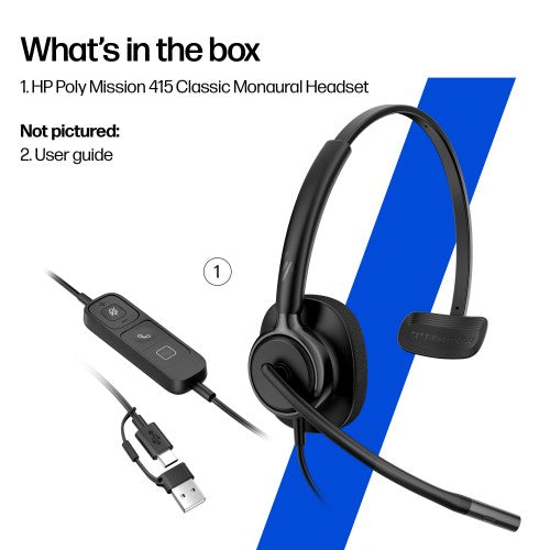 HP Poly Mission 415 Monaural USB Wired Headset