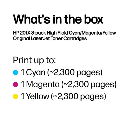 CF253XM (201X) Toner MultiPack, 2.3K pages, Pack qty 3