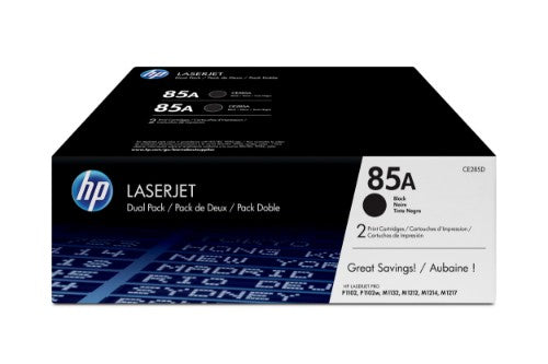 CE285AD (85A) Toner black, 1.6K pages, Pack qty 2