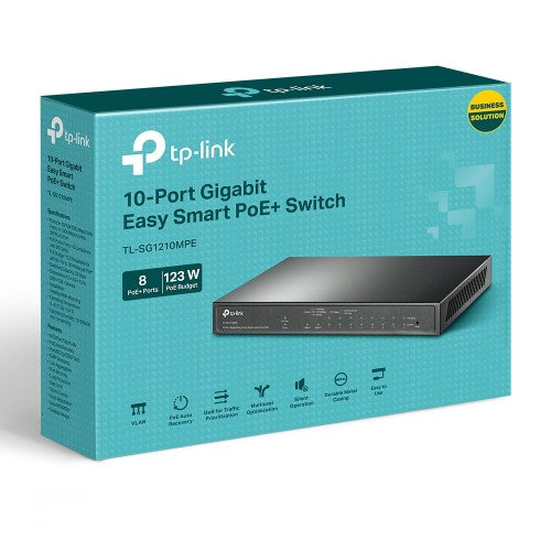 TP-Link TL-SG1210MPE network switch Managed L2 Gigabit Ethernet (10/100/1000) Power over Ethernet (PoE) Black