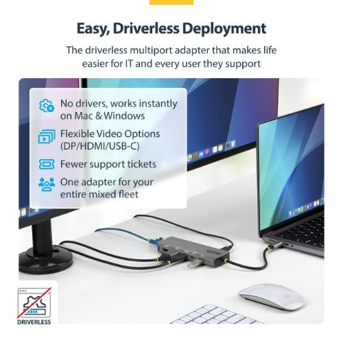 StarTech.com 174B-USB4-MULTIPORT laptop dock/port replicator Wired Gray