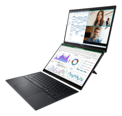 ASUS Zenbook Duo UX8406CA-PS99T Intel Core Ultra 9 285H Hybrid (2-in-1) 14" Touchscreen 3K 32 GB LPDDR5x-SDRAM 1 TB SSD Wi-Fi 7 (802.11be) Windows 11 Home Gray