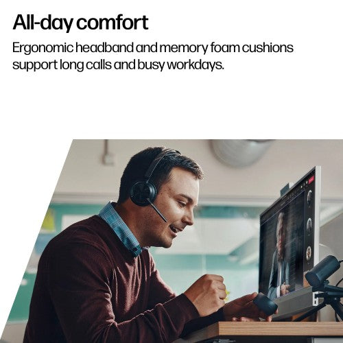 HP Poly Voyager Focus 2 Microsoft Teams Certified USB-C-C Headset +USB-C/A Adapter TAA