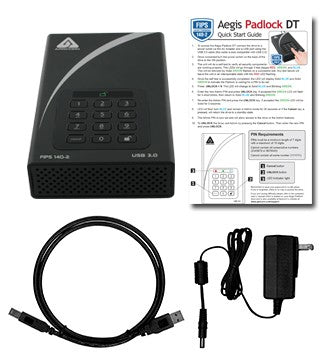 Apricorn Aegis Padlock DT FIPS USB3.0 6TB external hard drive USB Type-B 3.2 Gen 1 (3.1 Gen 1) Black