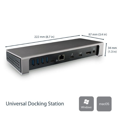 StarTech.com TB3DOCK2DPPD laptop dock/port replicator Wired USB 3.2 Gen 1 (3.1 Gen 1) Type-C Black