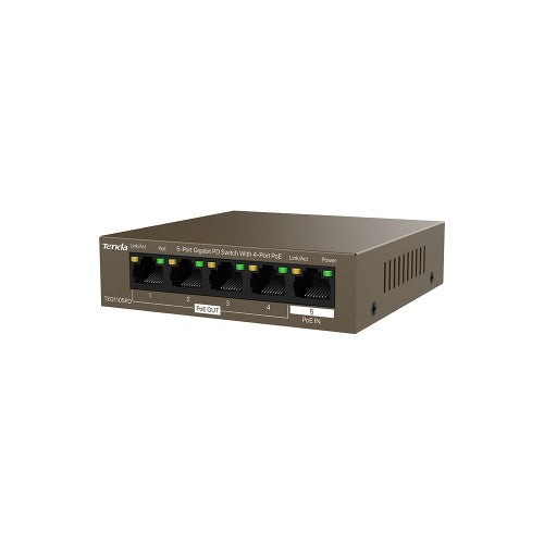 Tenda TEG1105PD network switch Gigabit Ethernet (10/100/1000) Power over Ethernet (PoE) Brown