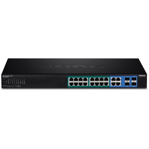 Trendnet TPE-1620WSF network switch Managed L2/L3 Gigabit Ethernet (10/100/1000) Power over Ethernet (PoE) 1U Black
