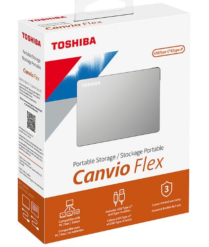 Toshiba Canvio Flex external hard drive 4 TB 2.5" USB Type-A / USB Type-C 2.0/3.2 Gen 1 (3.1 Gen 1) Silver