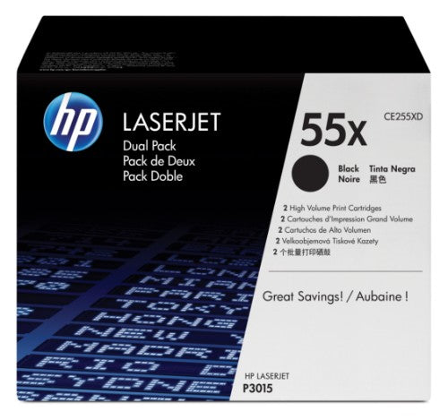 CE255XD (55X) Toner black, 12.5K pages, Pack qty 2