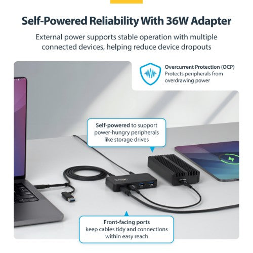 StarTech.com 311NA-USB-HUB interface hub USB 3.2 Gen 1 (3.1 Gen 1) Type-C 5000 Mbit/s Black