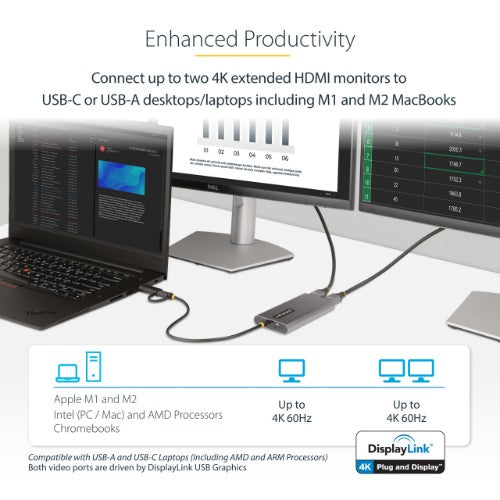 StarTech.com 109B-USBC-HDMI USB graphics adapter 3840 x 2160 pixels Gray