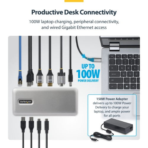StarTech.com 196N-USBC-DOCK laptop dock/port replicator Wired USB 3.2 Gen 2 (3.1 Gen 2) Type-C Gray